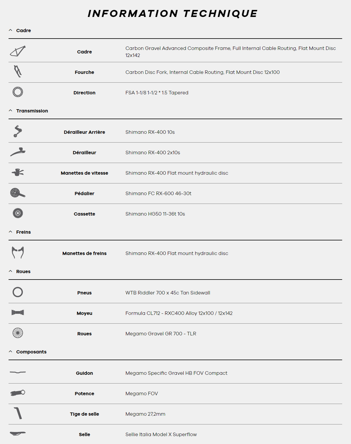 Fiche Technique du vélo West 15 Année 2023